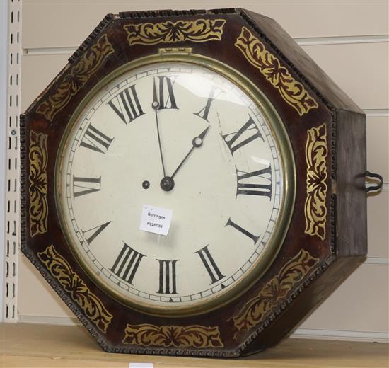 A William IV brass inset rosewood wall timepiece